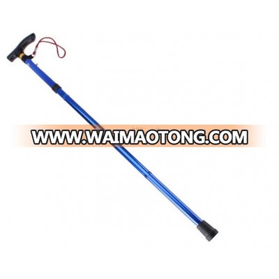 Outdoor Adjustable Easy Folding Lightweight Trekking Hiking Walking Stick Cane Handle Blue