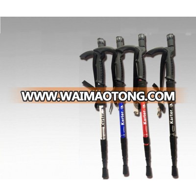 Aluminum Aoloy Telescopic LED Light And Compass Trekking Pole