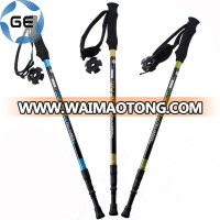 Rubber Grip 3 Sections Telescopic Trekking Pole Outdoor Walking Alpenstock Carbon Fiber Climbing Hiking Stick