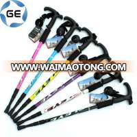 Anti Shock & Retractable Trekking Pole locking mechanisms aluminum collapsible pole Hiking Stick